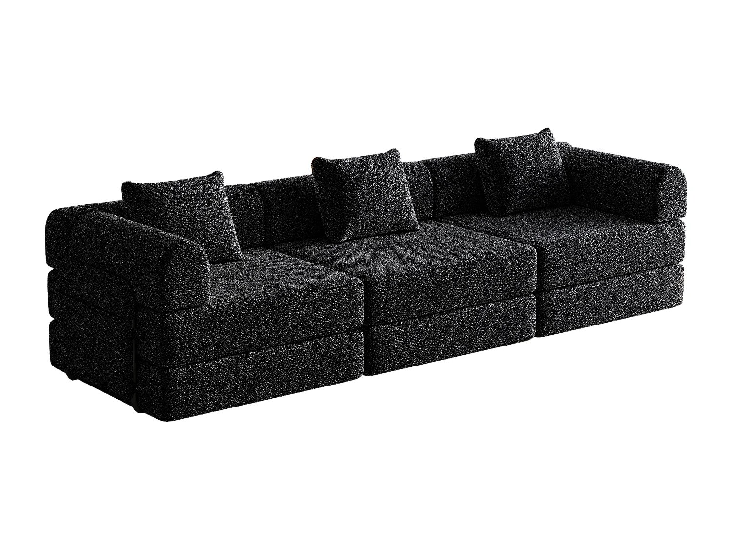 Fauteuil convertible en lit, rangement dans l’accoudoir, cadres en acier, chenille noir