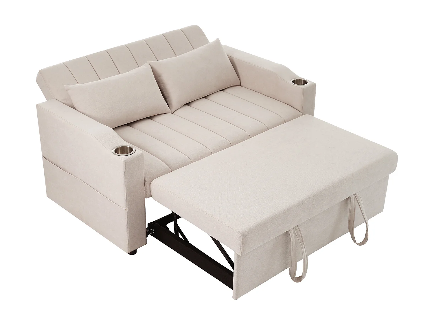 Canapé lit convertible style moderne multifme tissu coton et lin idéal pour salon appartement beige
