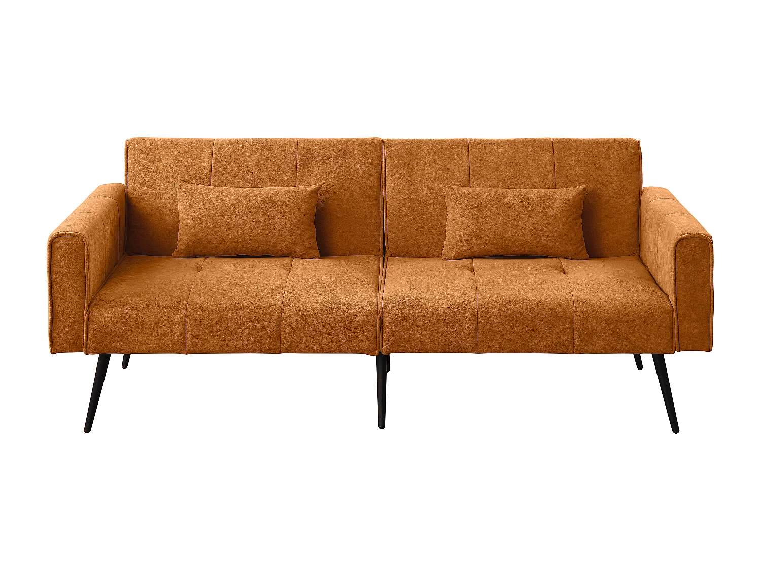 Canapé-lit meuble convertible Structure bois Style minimal Fonction modulable Tissu Jaune Pour petit espace