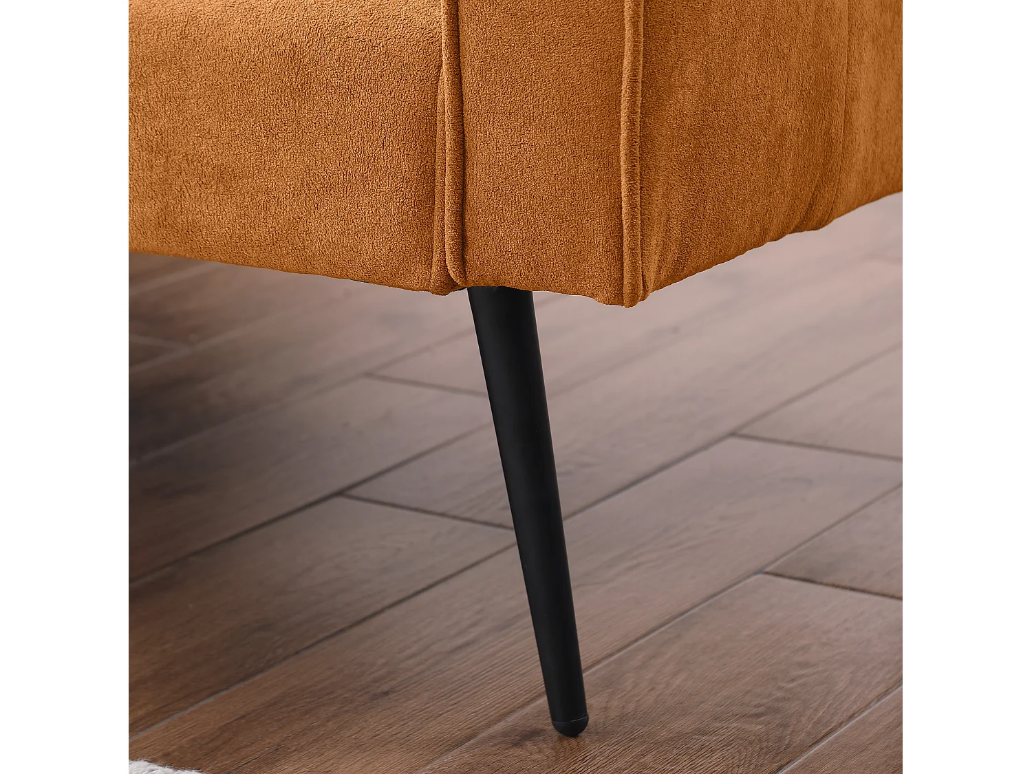 Canapé-lit meuble convertible Structure bois Style minimal Fonction modulable Tissu Jaune Pour petit espace