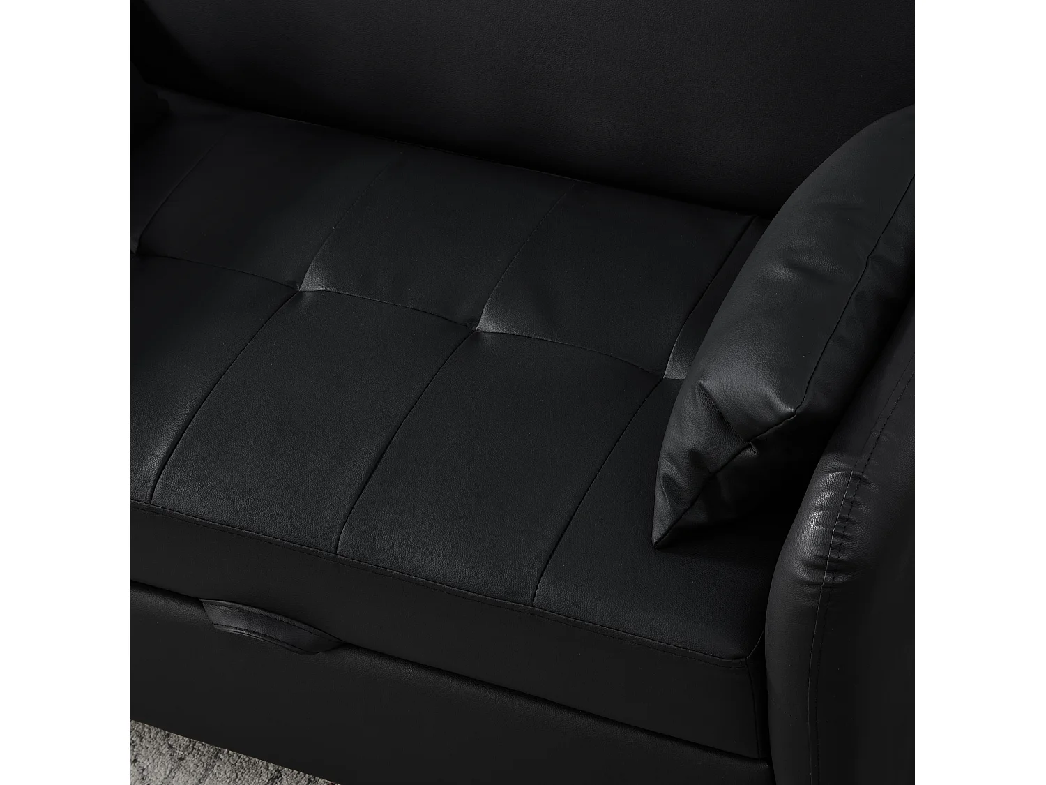 Canapé convertible 2 places, couchage 156x100 cm, dossier réglable 3 positions, roulettes, mousse, noir antique