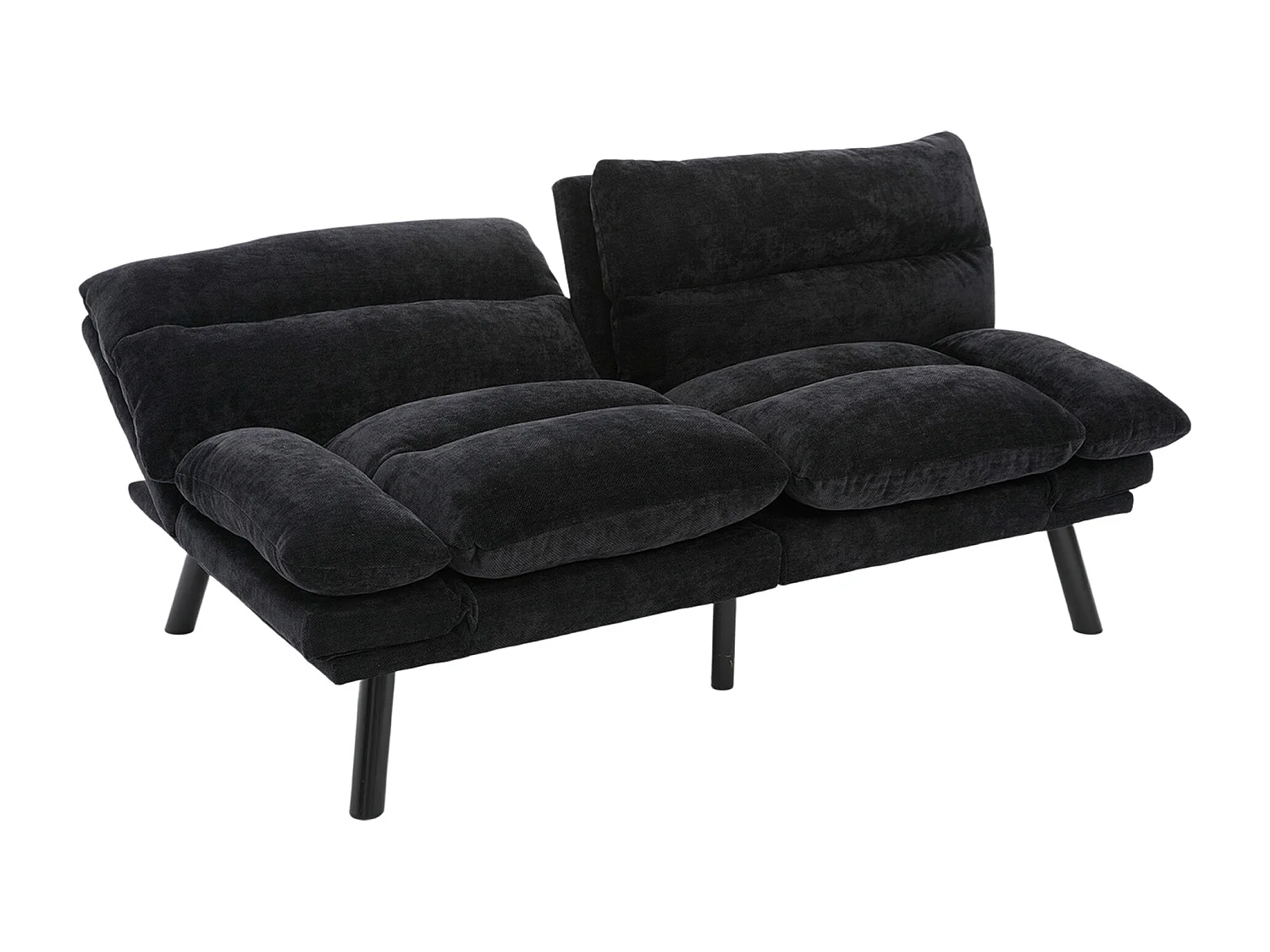 Canapé-lit 165x90x76cm confort ergonomique multi positions revêtement chenille structure solide Noir