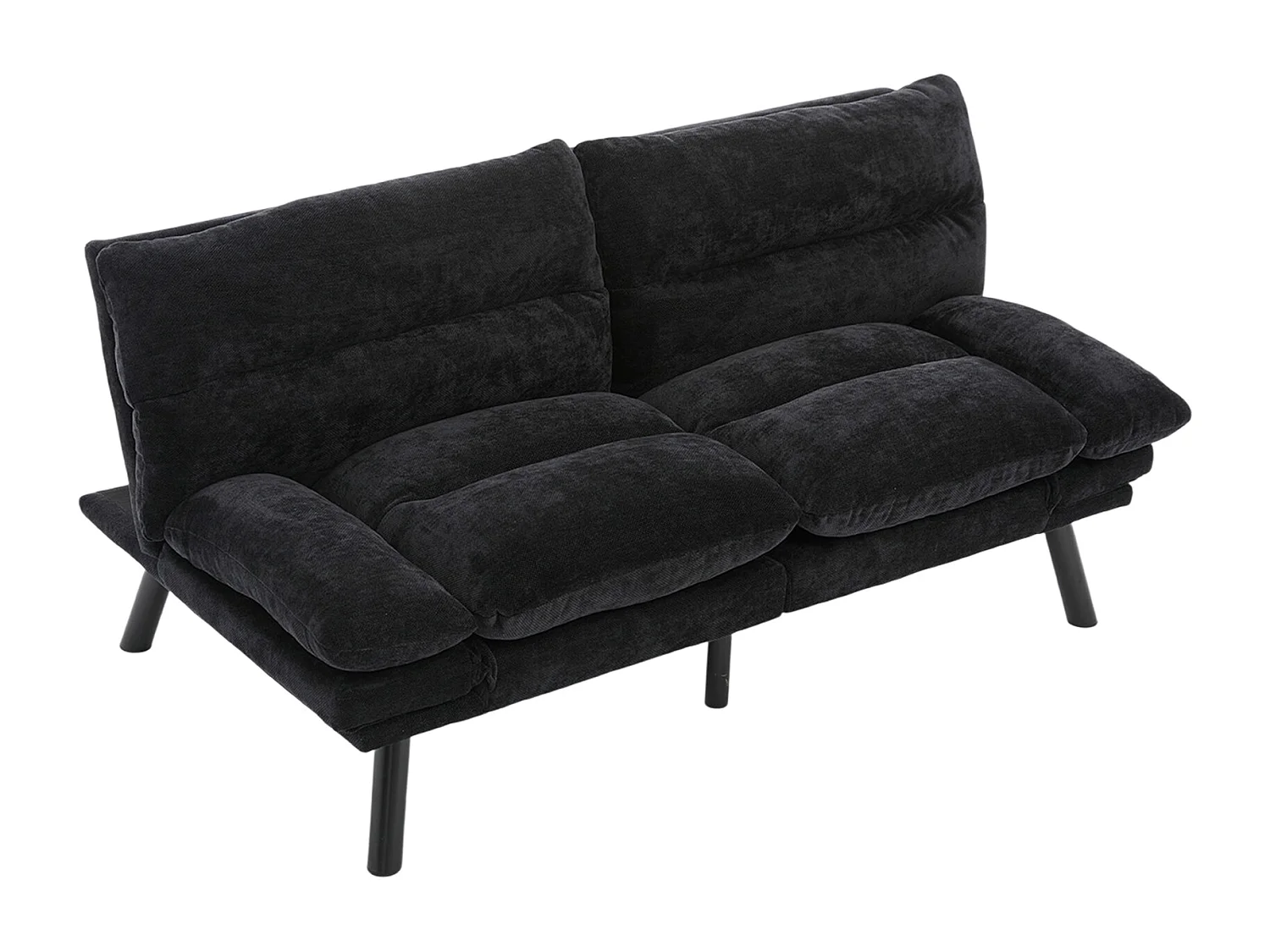 Canapé-lit 165x90x76cm confort ergonomique multi positions revêtement chenille structure solide Noir