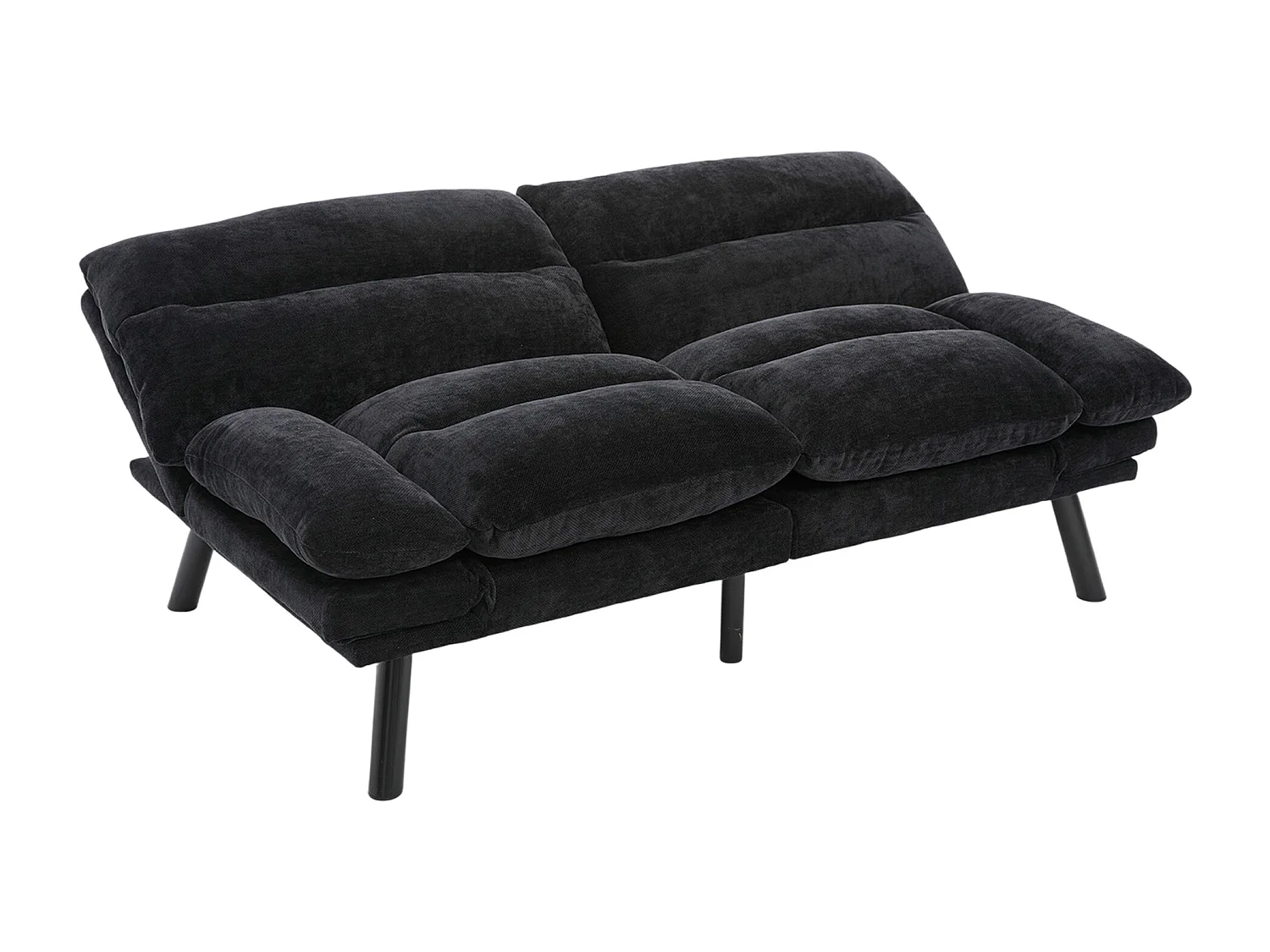 Canapé-lit 165x90x76cm confort ergonomique multi positions revêtement chenille structure solide Noir