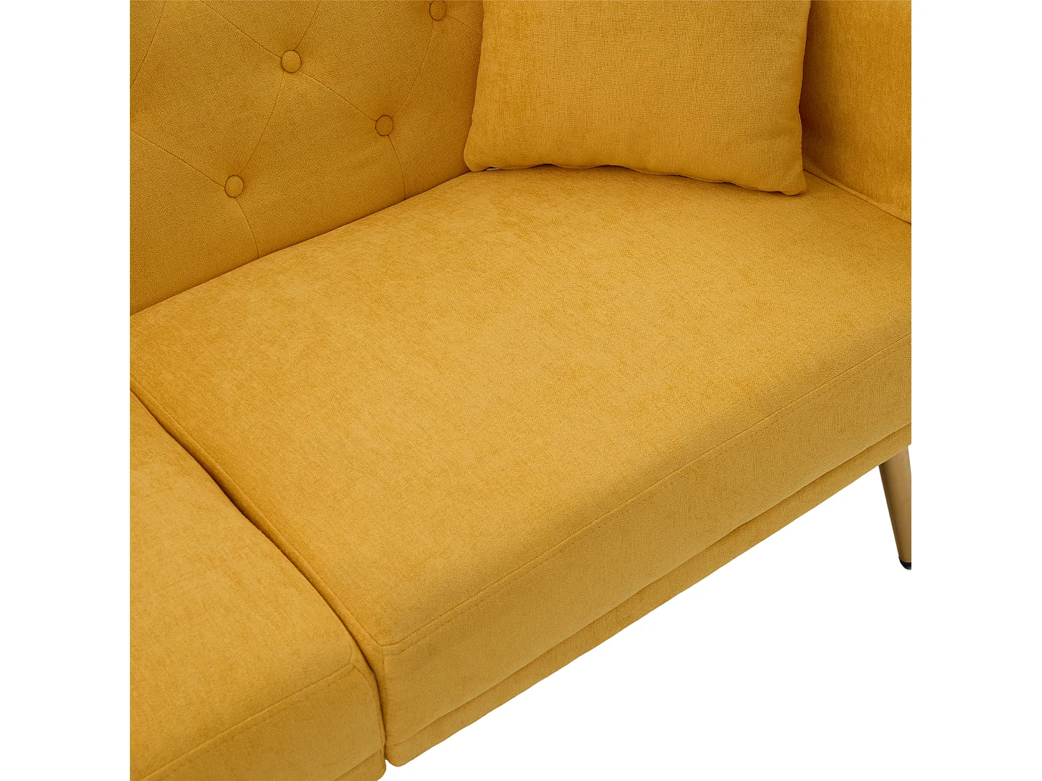 Canapé convertible 2 places 173x78x78 cm, dossier 3 positions, 2 ports USB et support téléphone, chenille jaune