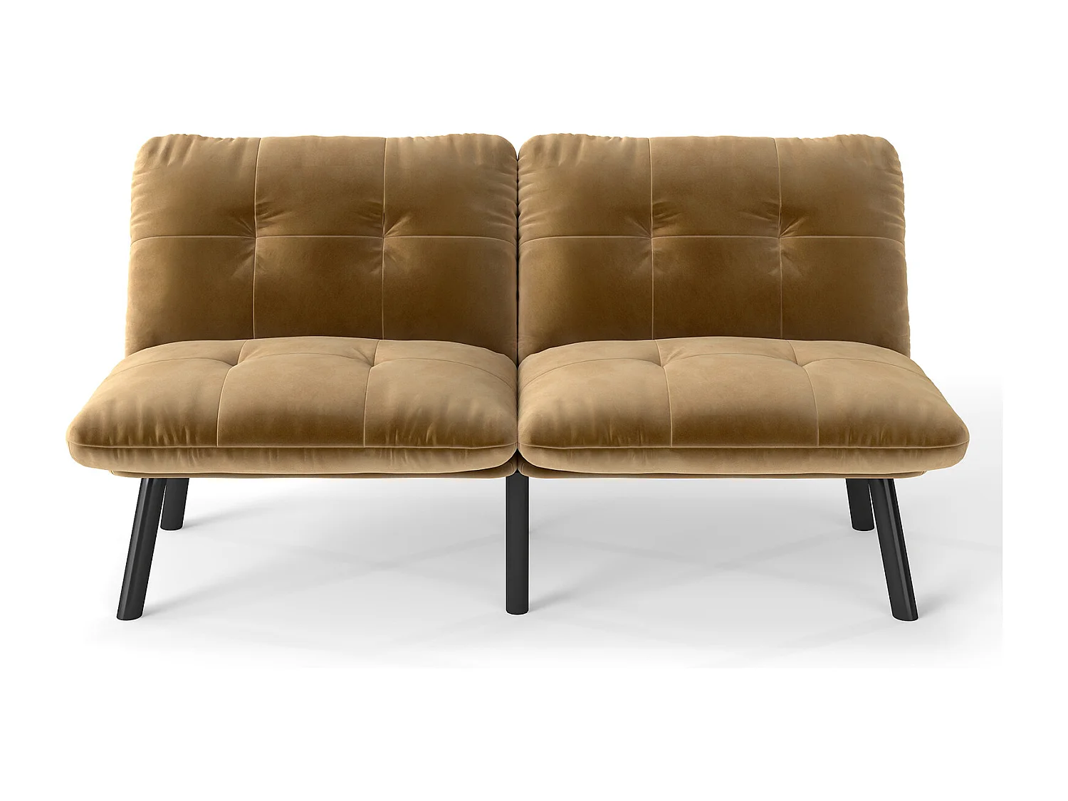 Canapé-lit Gain de place Moderne Fonction couchage rapide Mousse métal Revêtement velours Marron (Sans matelas)