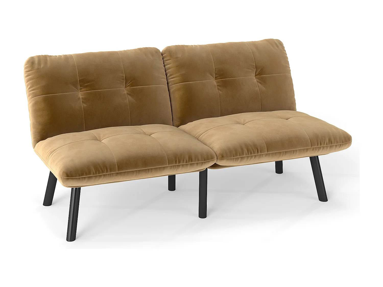 Canapé-lit Gain de place Moderne Fonction couchage rapide Mousse métal Revêtement velours Marron (Sans matelas)