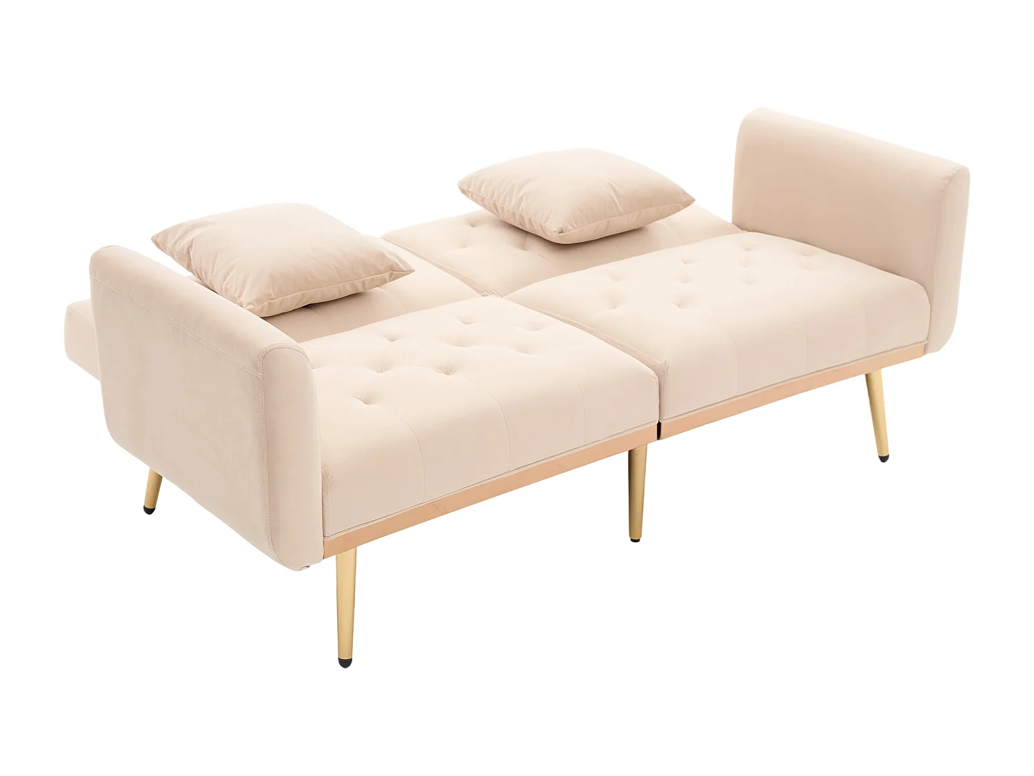 Slaapbank 3 zitplaatsen verstelbare rugleuning 3 standen omvormbaar tot bed fluweel woonkamer Beige (Zonder matras)