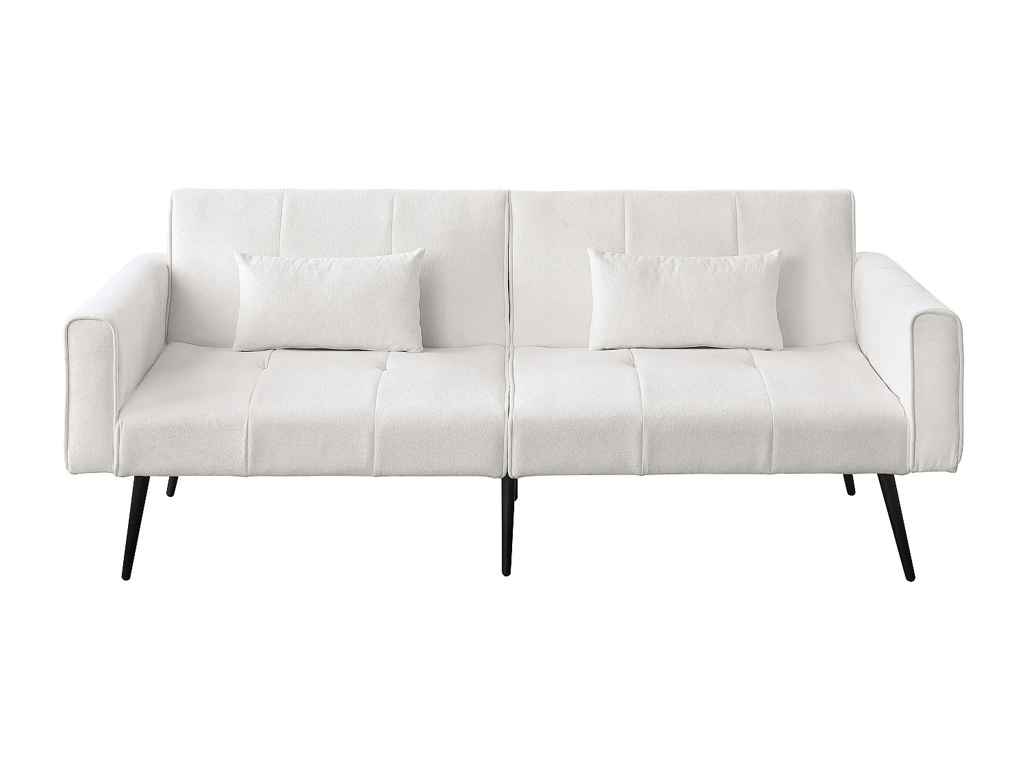 Canapé futon convertible en lit, installation facile, tissu beige