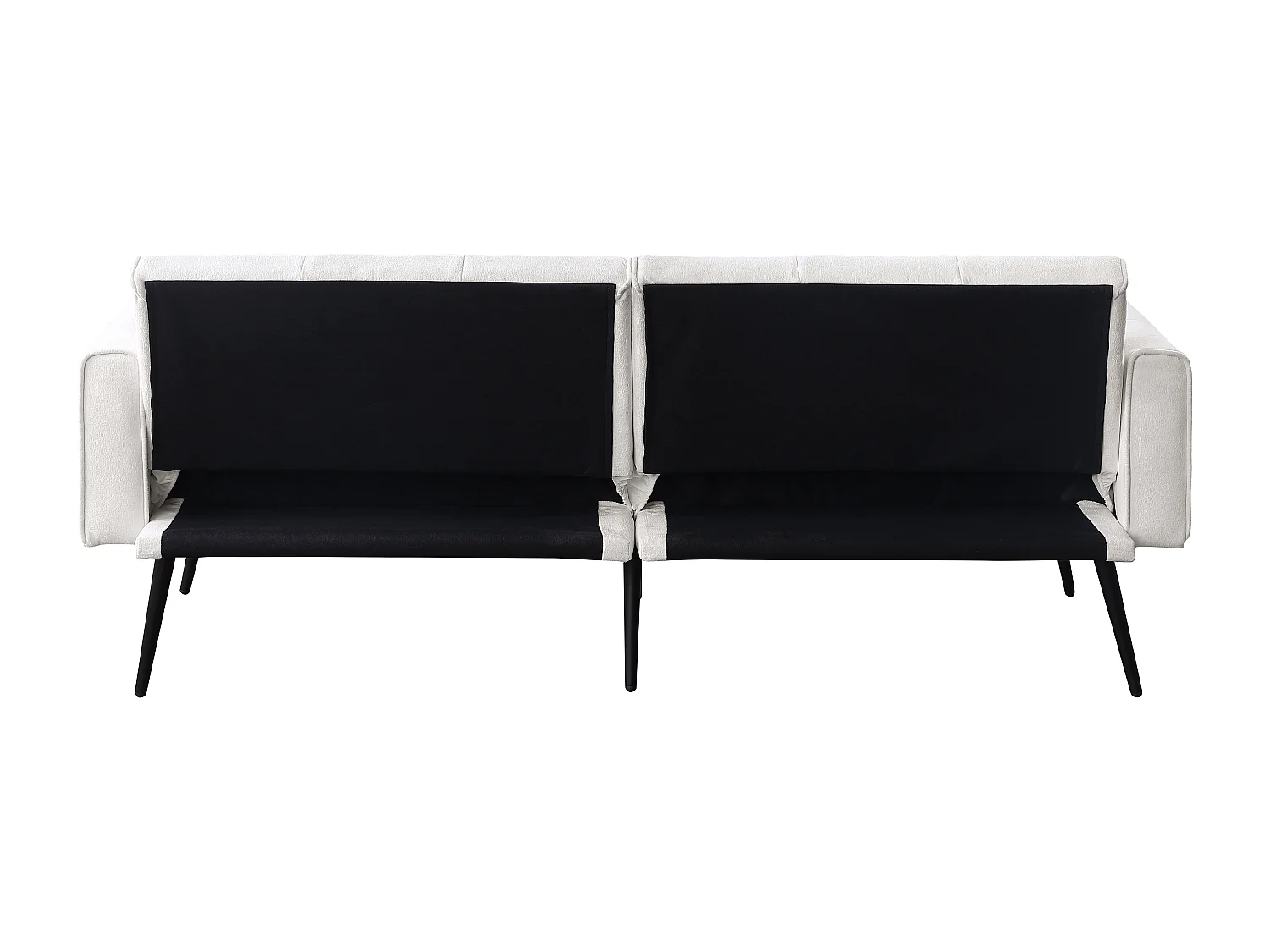 Canapé futon convertible en lit, installation facile, tissu beige