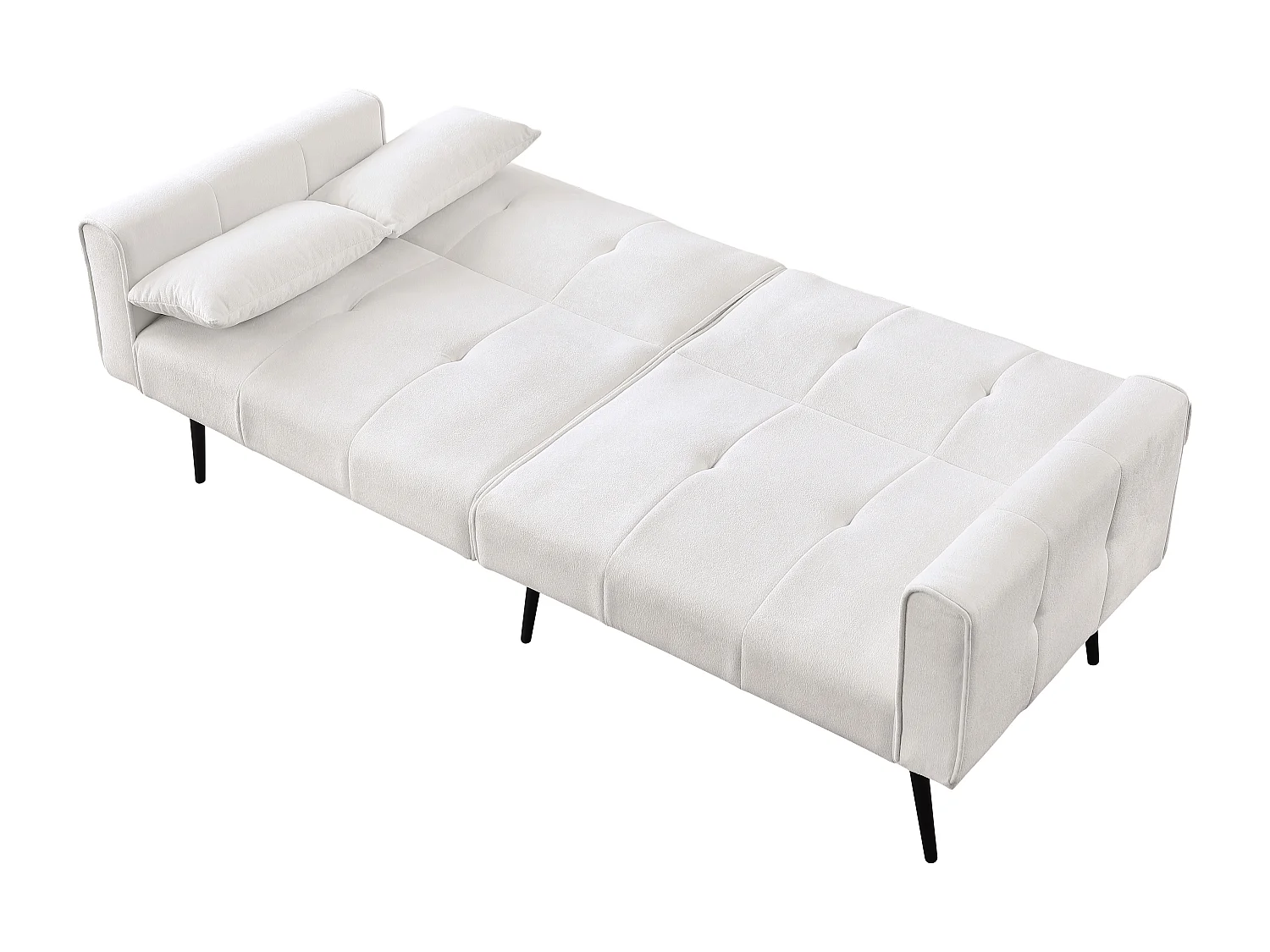 Canapé futon convertible en lit, installation facile, tissu beige