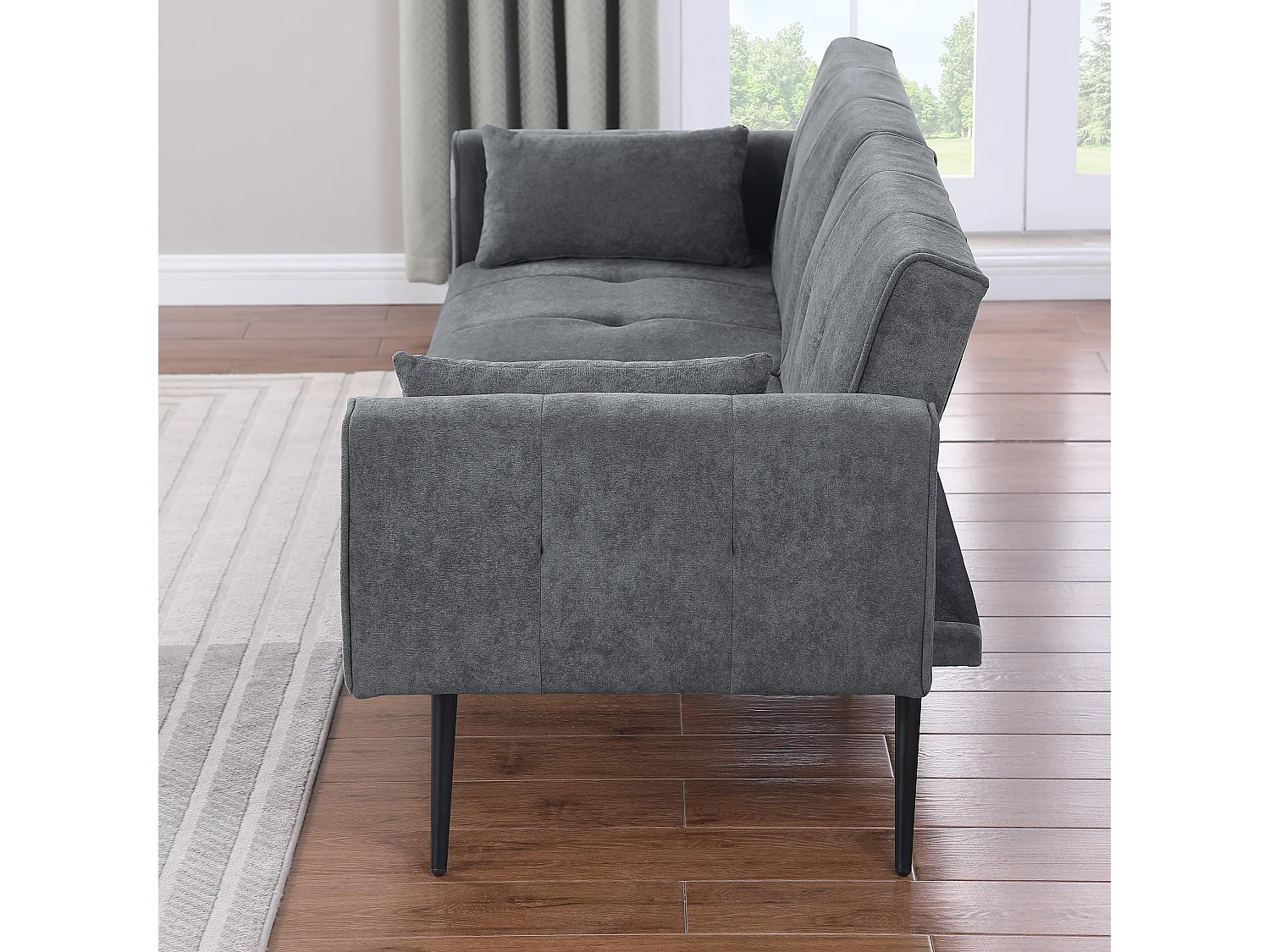 Canapé-lit meuble convertible style moderne gain de place tissu Gris pour salon bureau