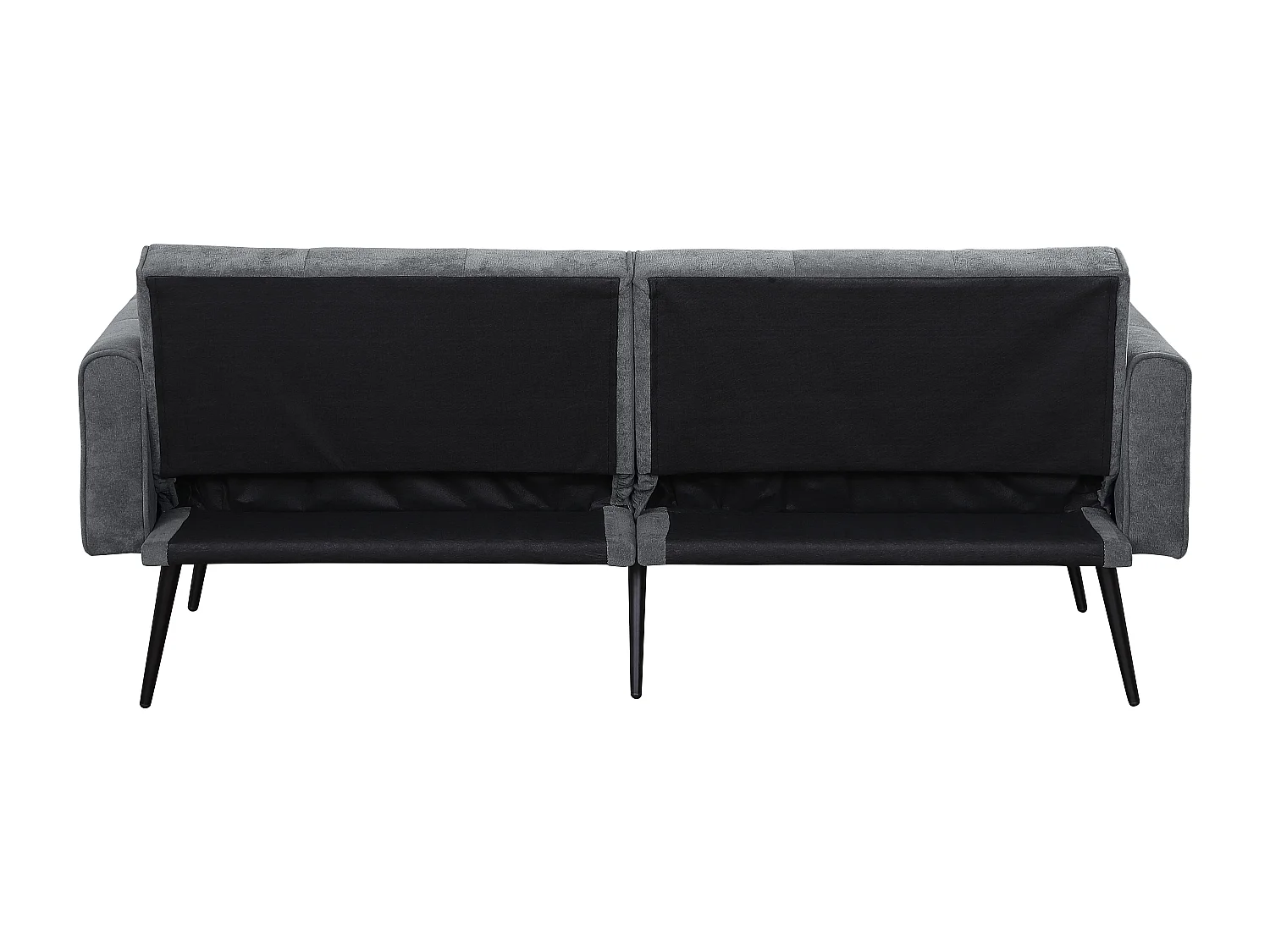 Canapé convertible, dossier réglable, tissu côtelé gris