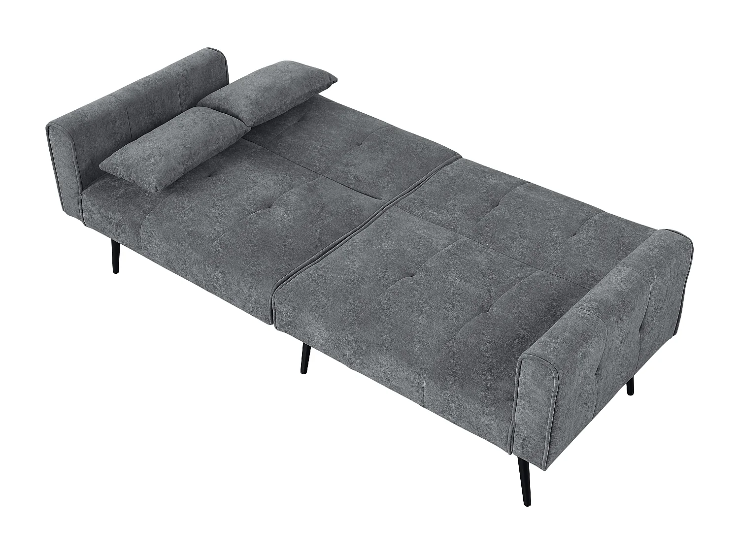 Canapé convertible, dossier réglable, tissu côtelé gris