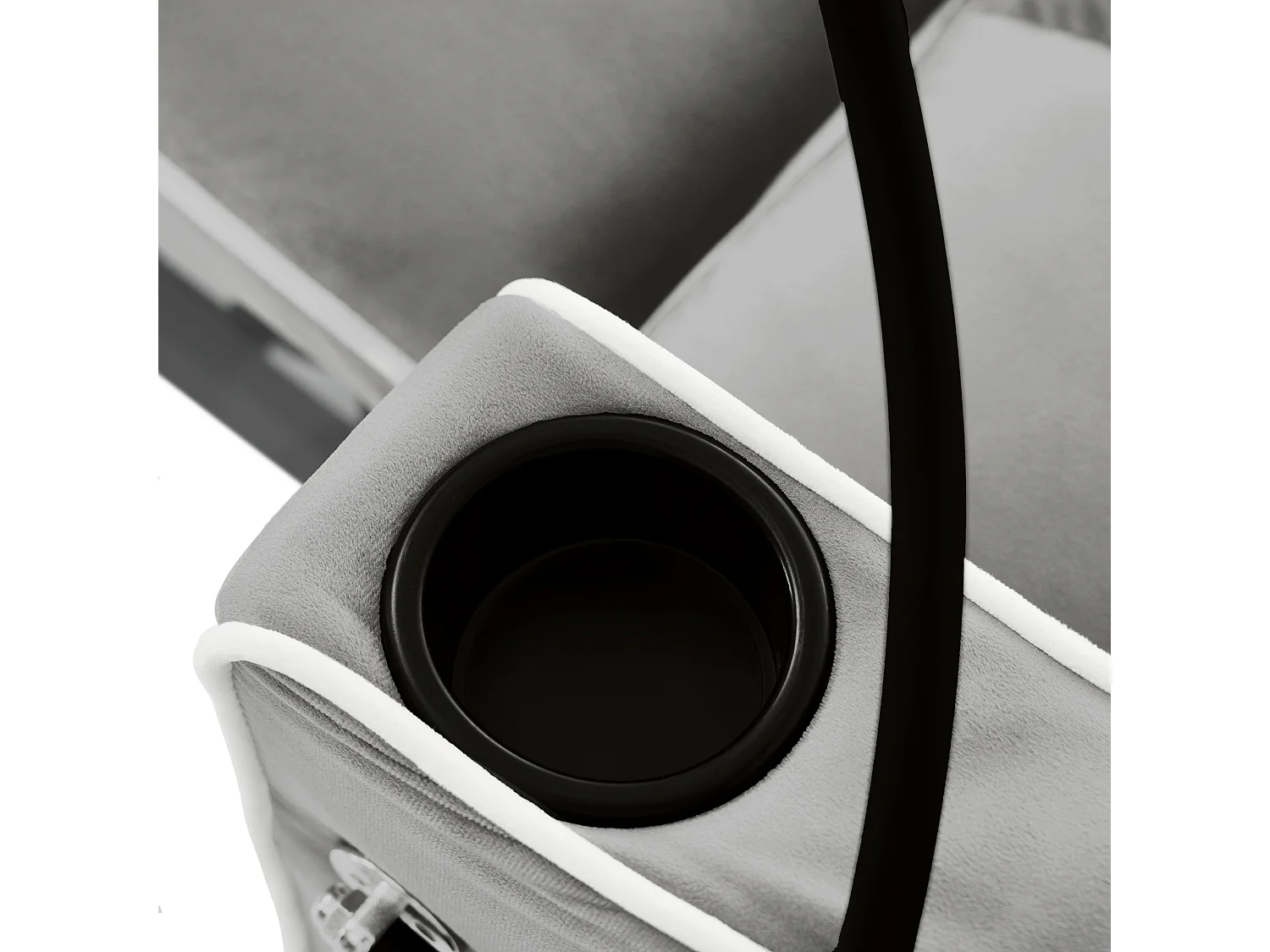 Fauteuil convertible 83x167x76 cm, 3 en 1, dossier réglable, porte gobelets, support téléphone, mousse, gris antique blanc