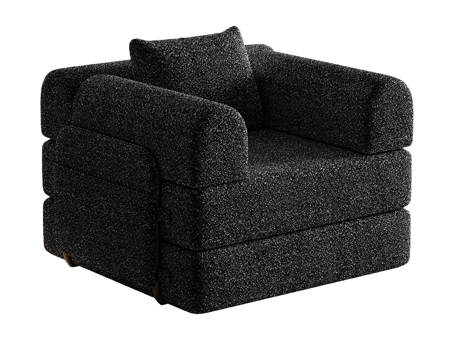 Fauteuil convertible, 2 en 1, rangement accoudoir, 3 cadres en acier, chenille noire