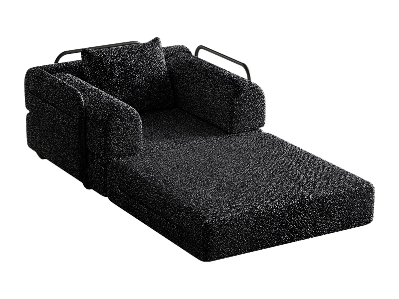 Canapé convertible Rangement modulable Ligne simple Support cadre acier Chenille Noir Pour salon