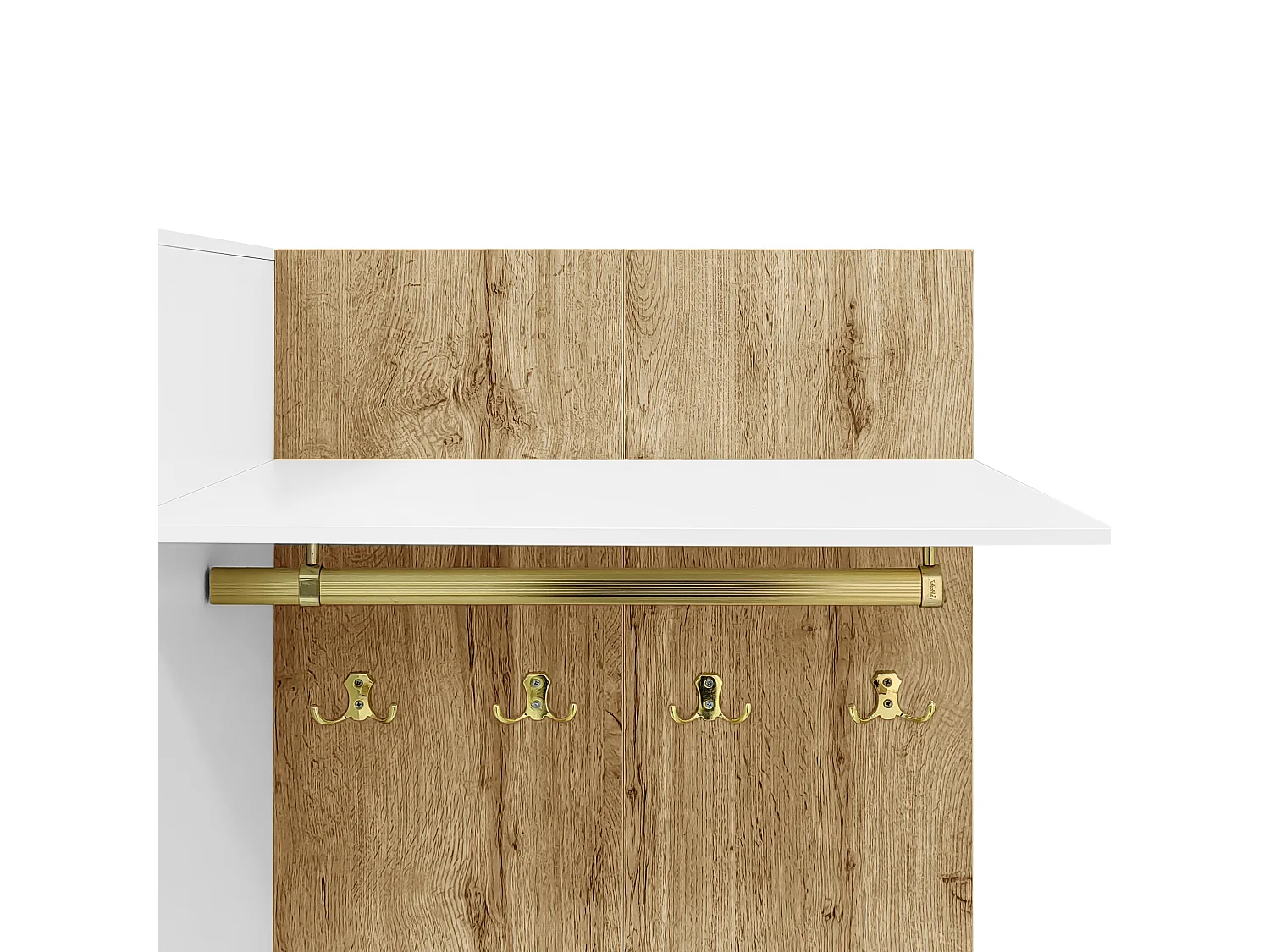 Mobile ingresso 110x38x190cm Grande capacità design moderno MDF e pannello truciolare bianco e effetto legno fianchi effetto rattan panca integrata