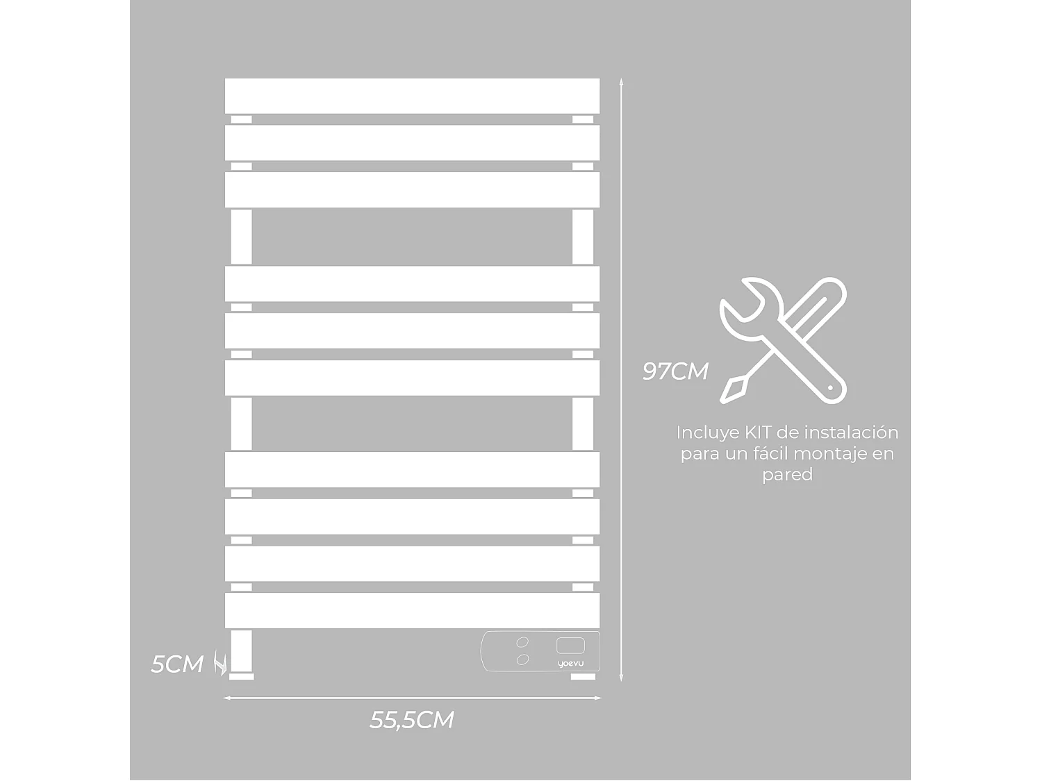 YOEVU - Toallero eléctrico bajo consumo 500W, 2 Modos y Temporizador, Pantalla LED