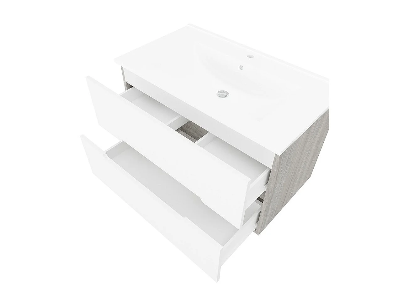 Mueble de baño suspendido con cajones lavabo 80cm espejo luz led Iris 80 - Blanco