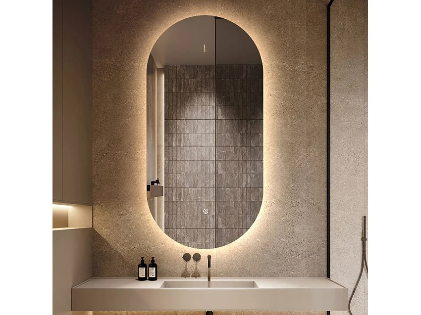 LED-Badezimmerspiegel oval 50x100cm hinterleuchtetes Design Konughs L