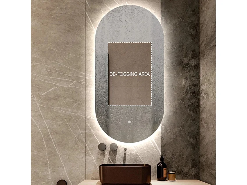 LED-Badezimmerspiegel oval 50x100cm hinterleuchtetes Design Konughs L