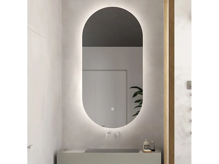 Ovale Badezimmer Spiegel mit hinterleuchtetem LED 60x100cm modernem Konughs XL
