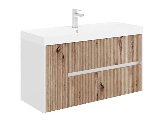 Mueble de baño suspendido moderno 100 cm lavabo espejo diseño gota Portofino 100