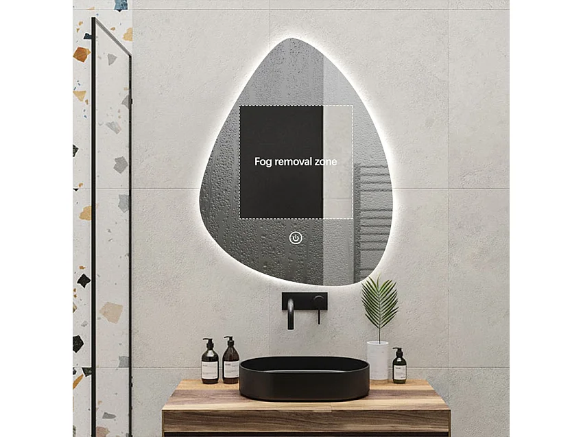 Beleuchteter LED-Badezimmerspiegel Design tropfenförmig 70x90cm Vmidur XL