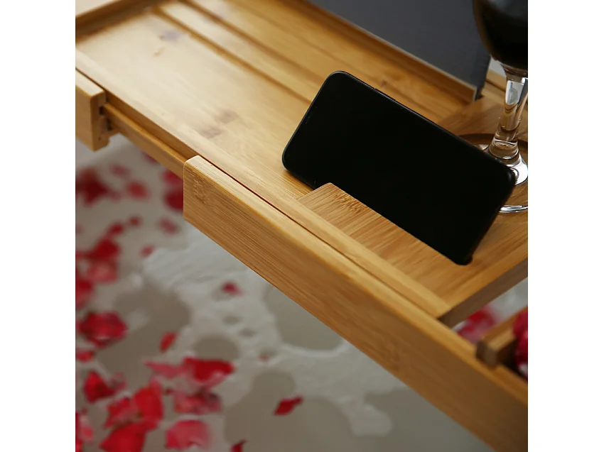 Badewannenablage aus Holz ausziehbar Bambu