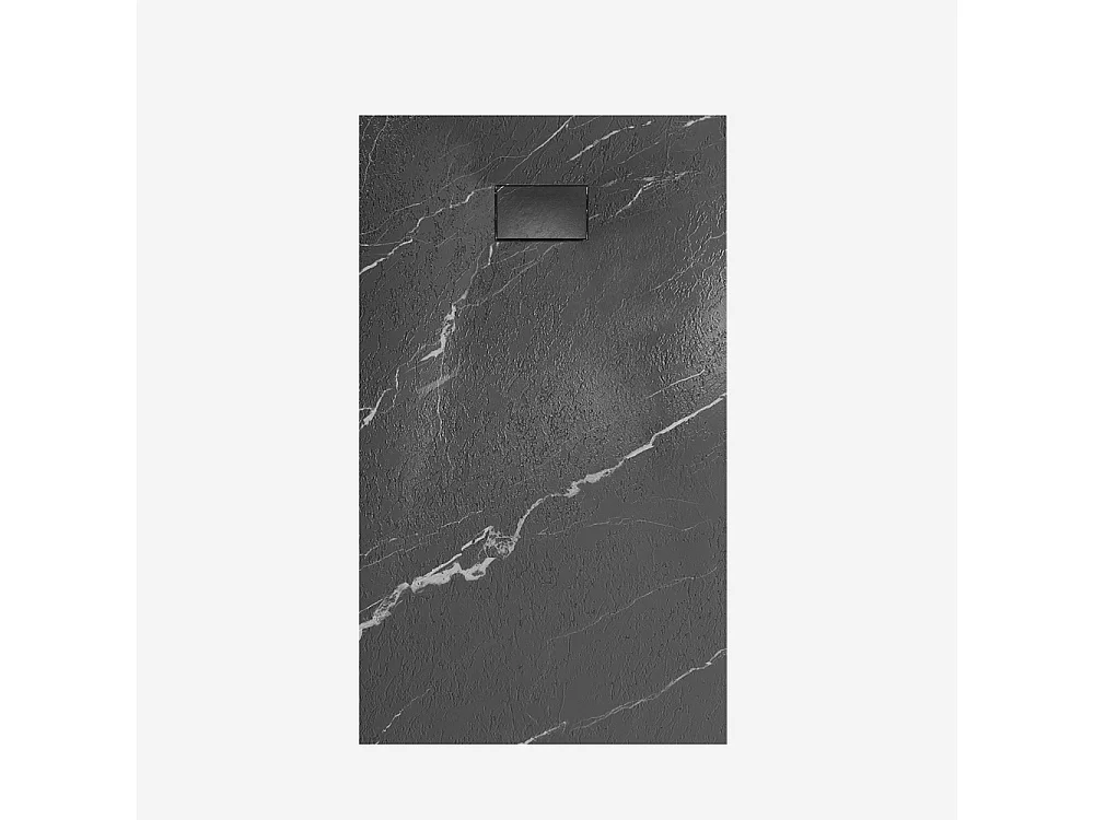 Plato de ducha rectangular a ras de suelo 120x90cm efecto mármol Stone MM - Negro