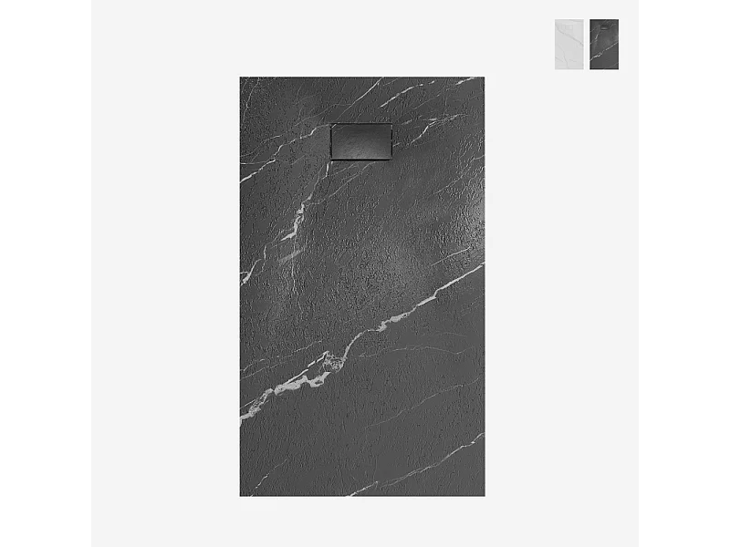Plato de ducha rectangular a ras de suelo 120x90cm efecto mármol Stone MM - Negro
