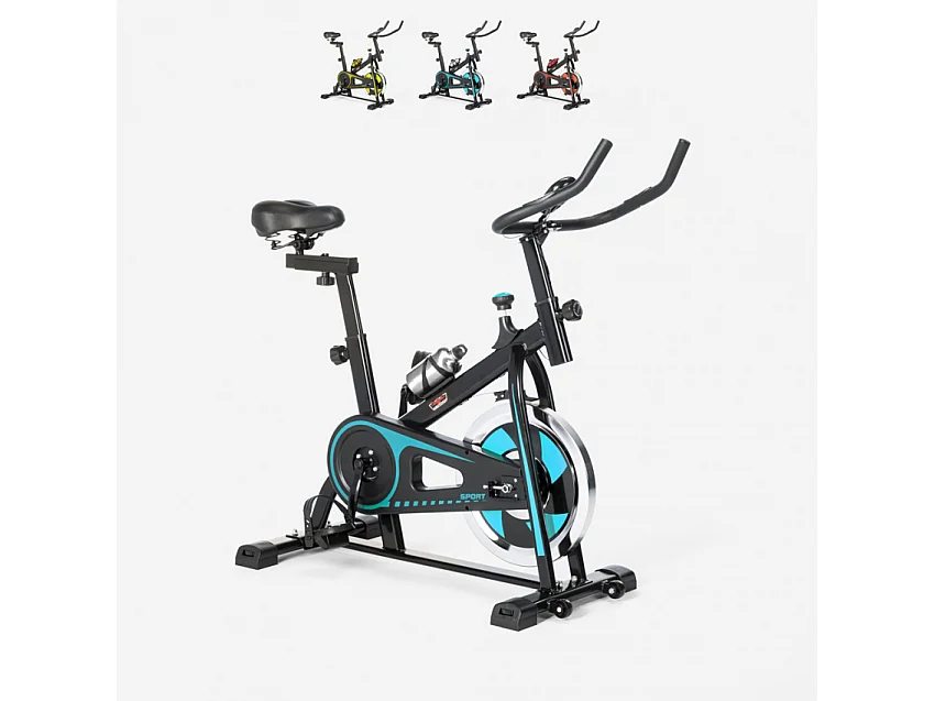 Bicicleta estática indoor Fit Bike con volante de inercia profesional 8kg Minerva - Azul