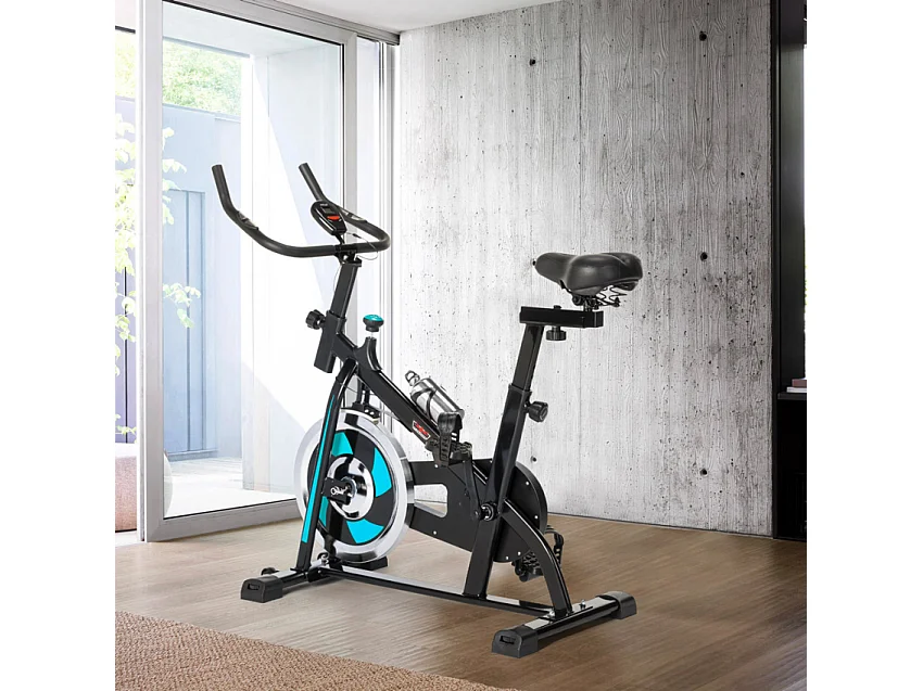 Bicicleta estática indoor Fit Bike con volante de inercia profesional 8kg Minerva - Azul