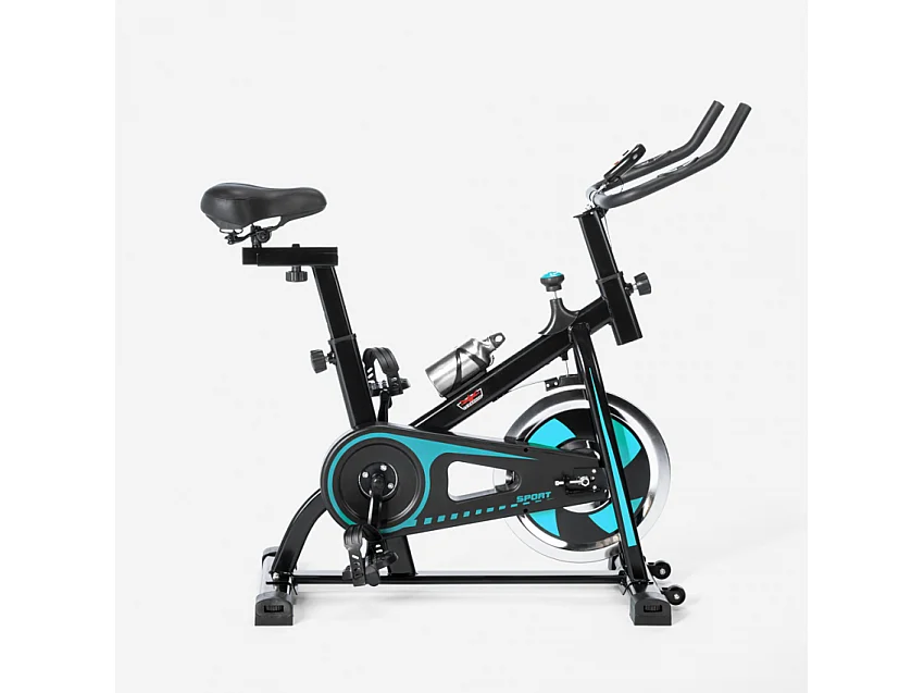 Bicicleta estática indoor Fit Bike con volante de inercia profesional 8kg Minerva - Azul