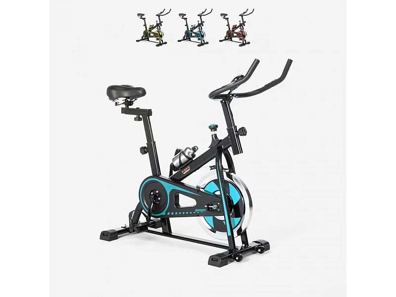 Bicicleta estática indoor Fit Bike con volante de inercia profesional 8kg Minerva - Azul