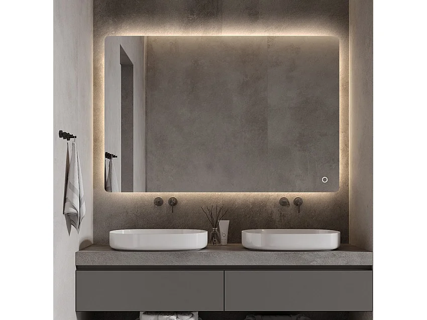 Miroir de salle de bains moderne lumières LED rétroéclairé 75x100cm Strokkur XL