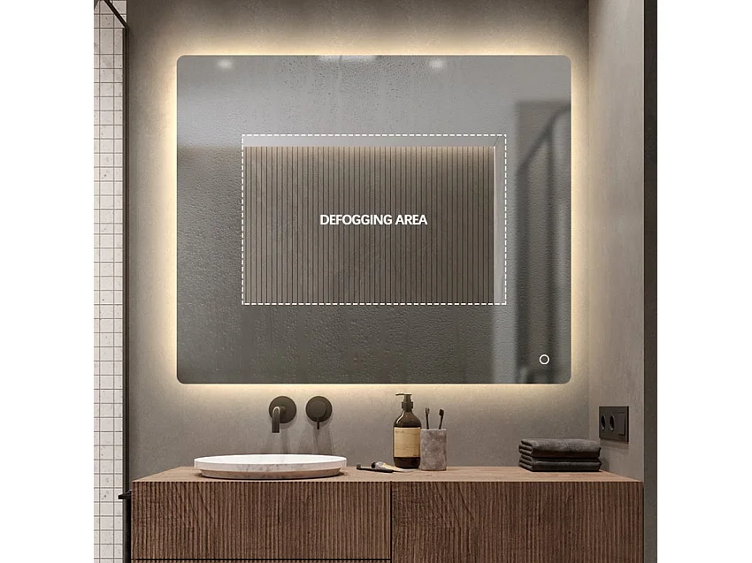 Miroir de salle de bains moderne lumières LED rétroéclairé 75x100cm Strokkur XL