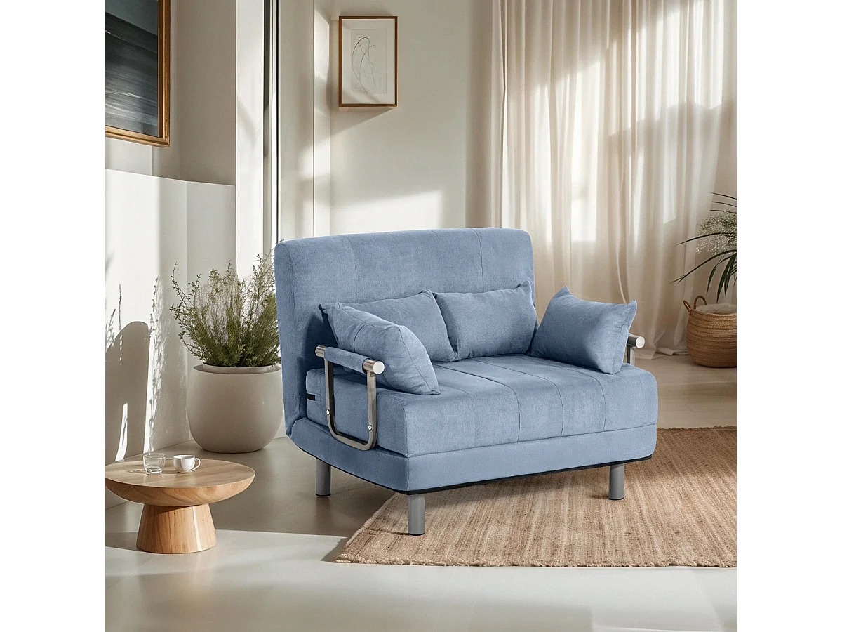 Sesselbett aus Stoff klappbar und platzsparend Deborah Twin Class - Blau