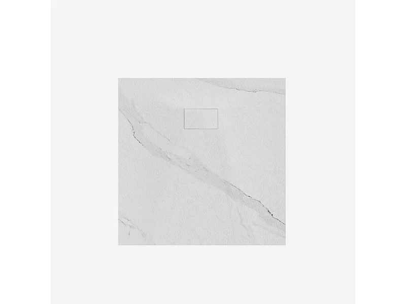 Quadratische Duschwanne bodengleich mit Marmoreffekt 90x90cm Stone MM - Weiß