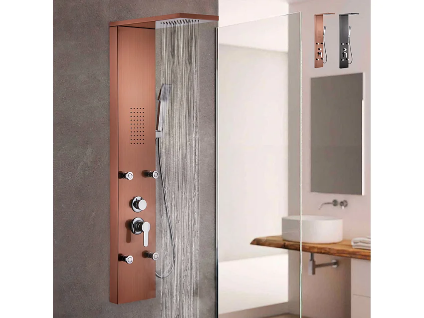 Columna de ducha panel mezclador alcachofa 4 chorros ducha Bormio - Bronze