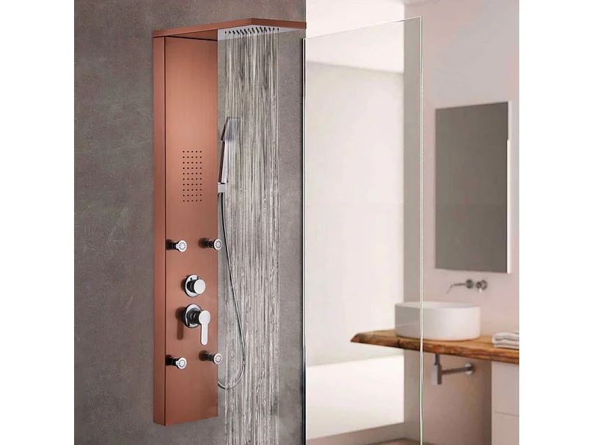Columna de ducha panel mezclador alcachofa 4 chorros ducha Bormio - Bronze