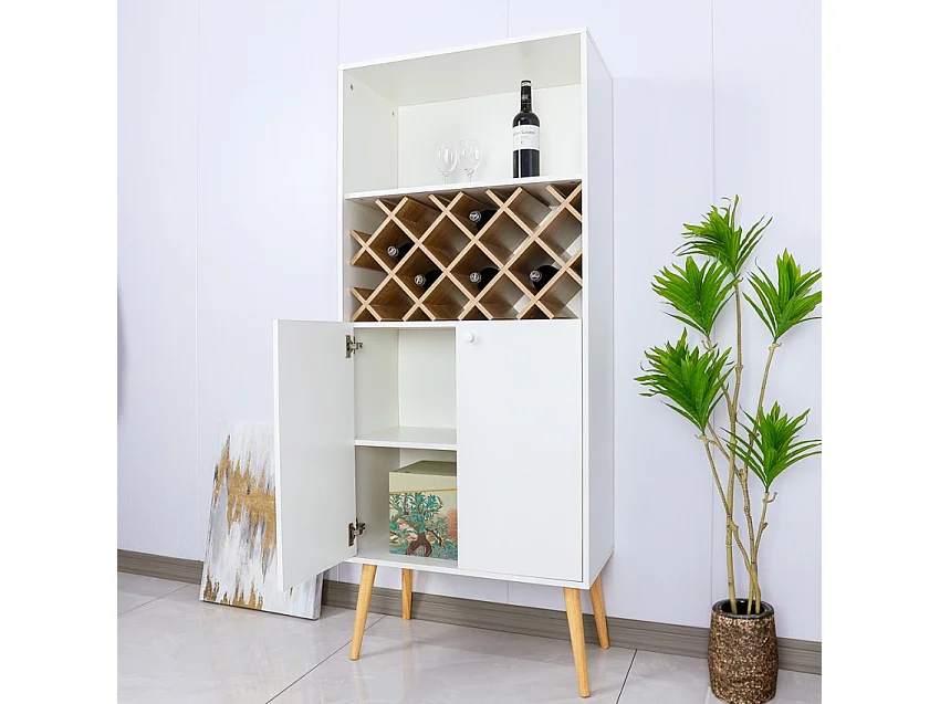 Meuble salon cuisine casier à vin 2 portes style nordique Ulbster