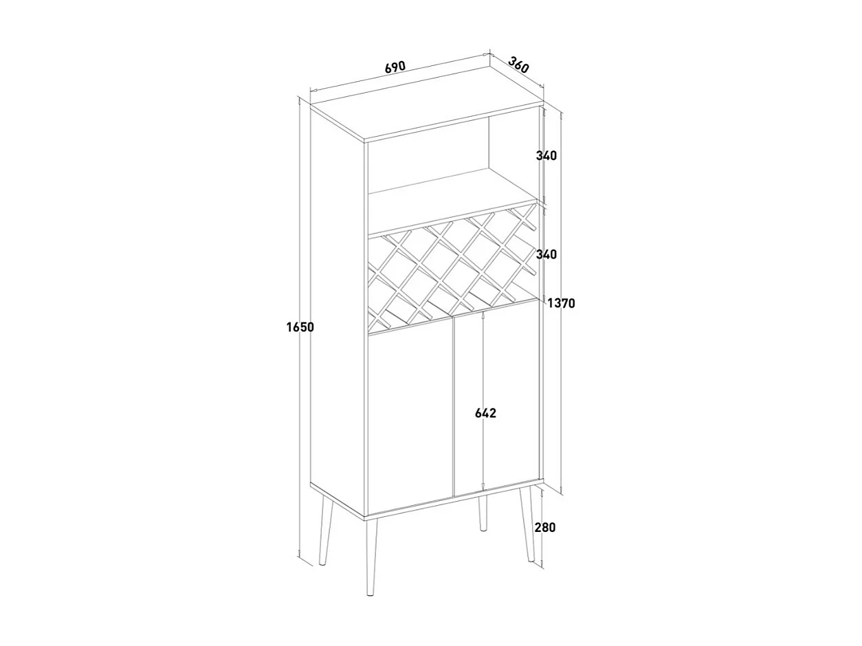 Meuble salon cuisine casier à vin 2 portes style nordique Ulbster