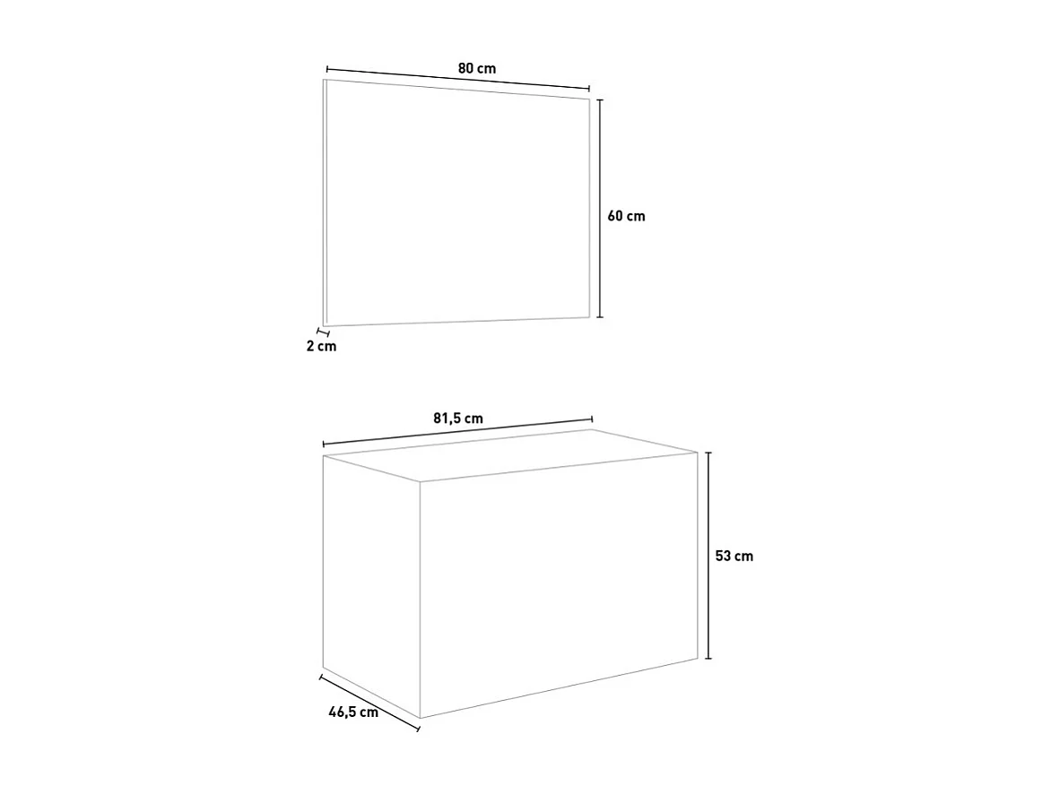 Mueble de baño suspendido con lavabo 80cm espejo y luz led Bogota 80 - Blanco