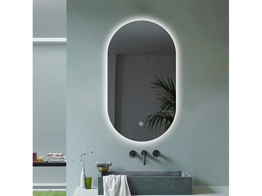 Moderner ovaler hinterleuchteter Badezimmer Spiegel 50x80cm LED Lichter Konughs M