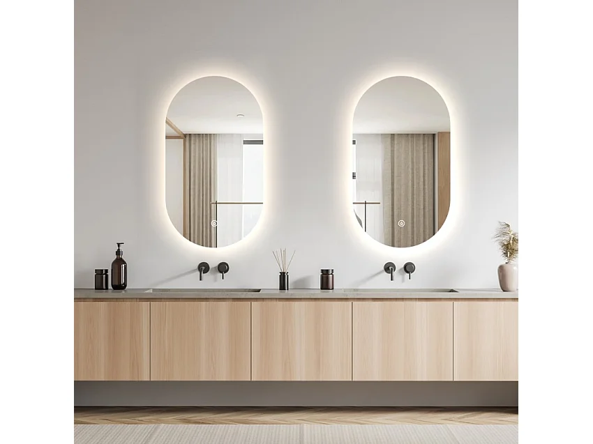Moderner ovaler hinterleuchteter Badezimmer Spiegel 50x80cm LED Lichter Konughs M