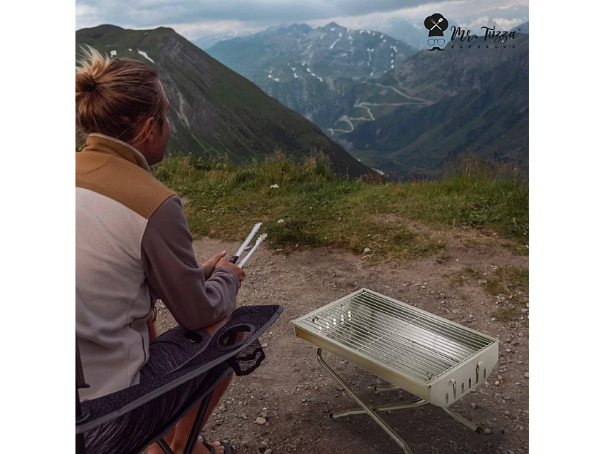 Parrilla de barbacoa de carbón barbacoa portátil jardín de acero plegable camping Poplar