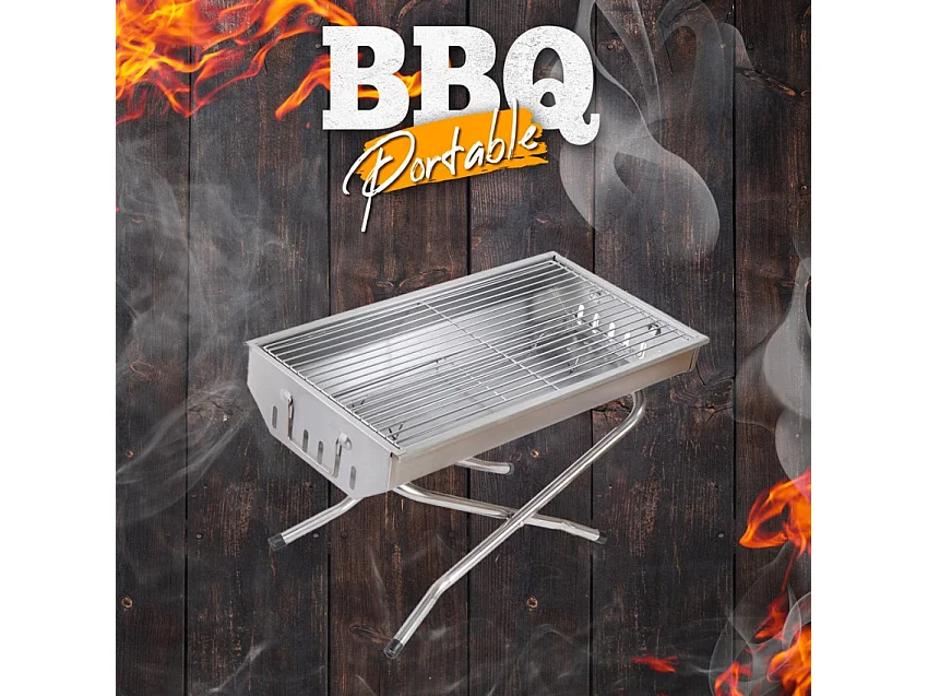 Parrilla de barbacoa de carbón barbacoa portátil jardín de acero plegable camping Poplar