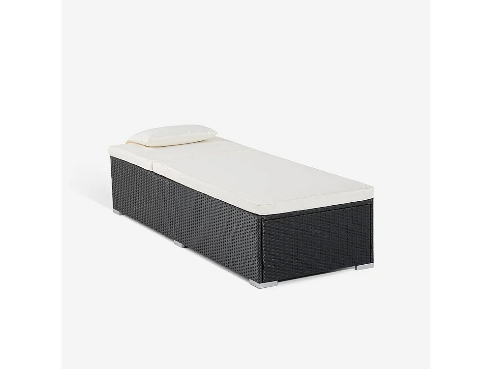 2er-Set Rattan-Gartenliegen mit Outdoor-Tisch Bali - Schwarz